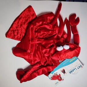 Red Plush Lobster Dog Costume With Claws And Hood Large Sea Creature large new